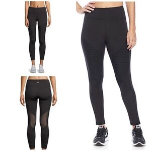 NANETTE LEPORE Moto Mania Black Mesh Back Workout Leggings Pant 1X​​​​​